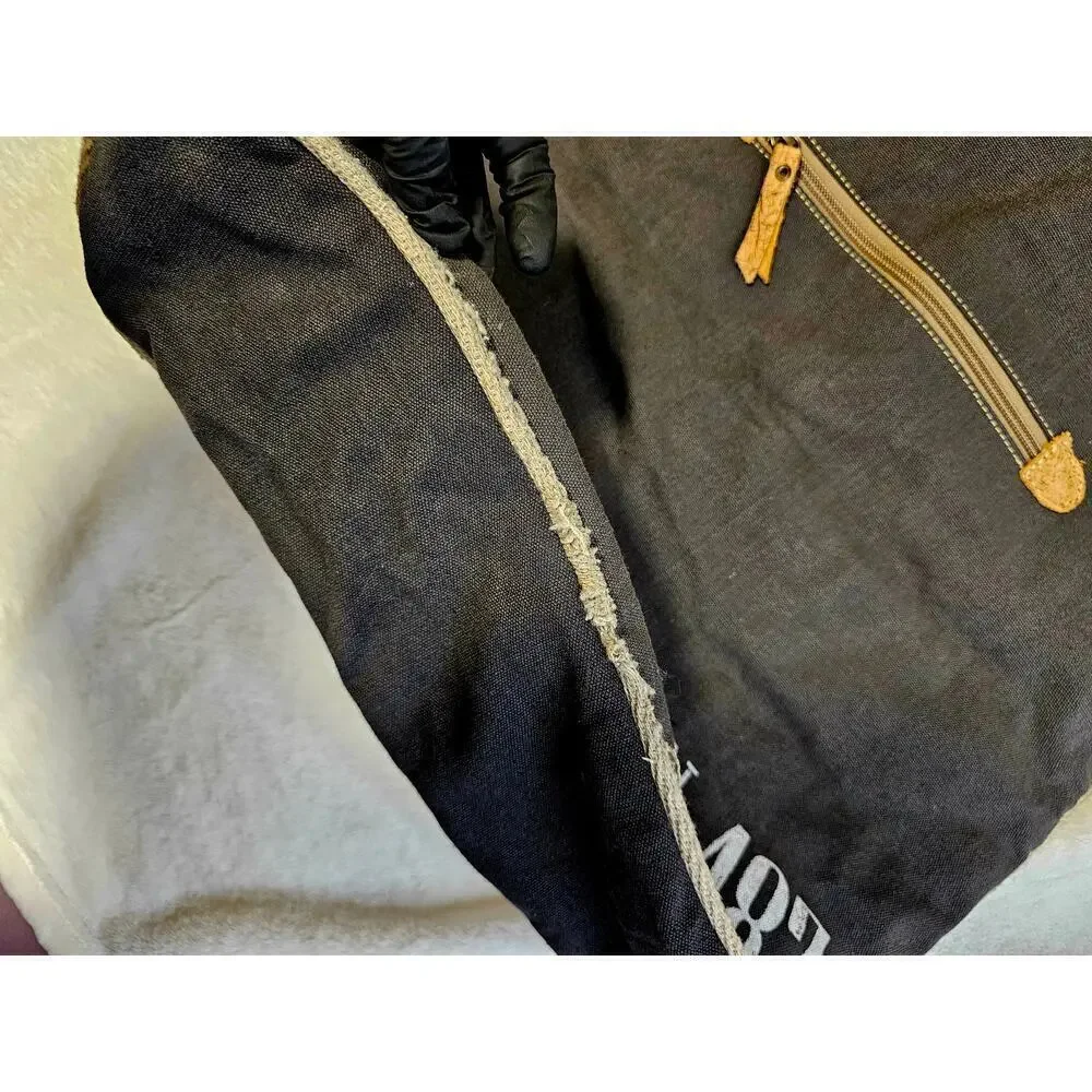 Maya Tote Bag. Leather & Canvas. Floral large bag. Zip closure. Multiple pockets